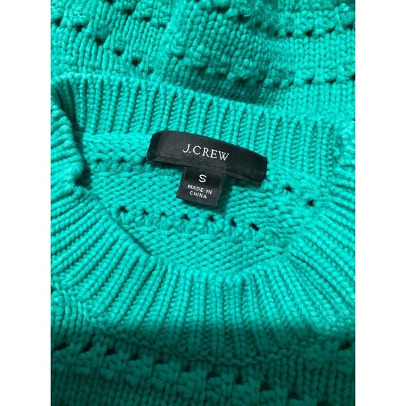 J. Crew Women’s Size S Pullover Knit Sweater Pointelle Balloon Sleeve Green - Picture 5 of 6